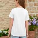 ZDC Girls Short Sleeve Shirts Crewneck T Shirts Kids Summer Tops Basic Tees 5-14 Years (White)