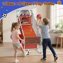 2 in 1 Kids Arcade Basketball Hoop &Soccer Goal,LED Lights Electronic Scoreboard, Adjustable Height Basketball Game Set,Indoor Outdoor Sport Toys Gift Toddlers Boys Girls Ages 3-12 Home Party
