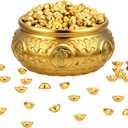 Brass Feng Shui Golden Treasure Basin with 350pcs Ingot Yuan Bao Good Luck Wealth Prosperity Figurine for Feng Shui Decor for Home Office Decor Housewarming Gift