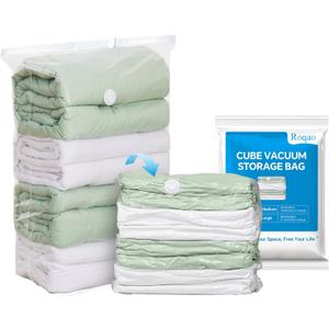 Roqao 5 PACK Cube Vacuum Storage Bags, 31x40x15 Inch Vacuum Seal Bags for Clothing, Blankets, Bedding, Space Saver Vaccine Sealed Storage Bags, Seasonal Storage, Large