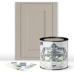 ALL-IN-ONE Paint by Heirloom Traditions, Oyster (Neutral Taupe), Quart - Durable cabinet and furniture paint. Built in primer and top coat, no sanding needed. Includes our 30 featured color card. (32 Fl Oz (Pack of 1))