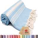 Bazaar Anatolia Turkish Beach Towel  100% Cotton, Quick Dry, Sand Free Swim Towel for Swimmers, Beach Days  Oversized 71x39 Inches  Stripe Turquoise