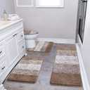 Bsmathom Bathroom Rugs Sets 4 Piece with Toilet Lid Cover, Non-Slip Bathroom Rugs and Mats Sets, Absorbent Bath Rugs Microfiber Shaggy Machine Washable Bath Rug Set, Coffee (18"x26"+18"x48"+U20"x24"+Cover19"x21")