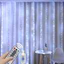 White Curtain Lights for Bedroom,7.9Ftx5.9Ft 144 LED Waterproof USB Powered Twinkle String Lights Wall Copper Fairy Lights with Control & 8 Modes for Room Window Halloween Decorations