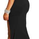 YMDUCH Women's Off Shoulder High Split Long Formal Party Dress Evening Gown (Black), Large
