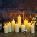 Flameless Candles Real Wax Realistic Pillar Candles, 9 Packs Battery Operated LED Candles with Remote Timer, Ideal for Halloween Home Decor IvoryD 1.6"*H 4" 4.5" 5.5"