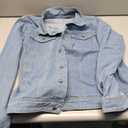 Bosmeer Women's Casual Jean Jacket Fitted Button Down Cropped Denim Jacket Long Sleeve Stretch Jean Coat with Pockets (Blue, L)
