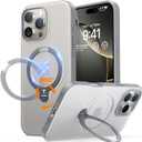 TORRAS 360 Spin Magnetic Stand for iPhone 16 Pro Max Case, Fit for MagSafe, 12FT Mil-STD Shockproof Case for 16 Pro Max Phone Case with Kickstand Rotatable, Grey, 6.9 inch (Gray)