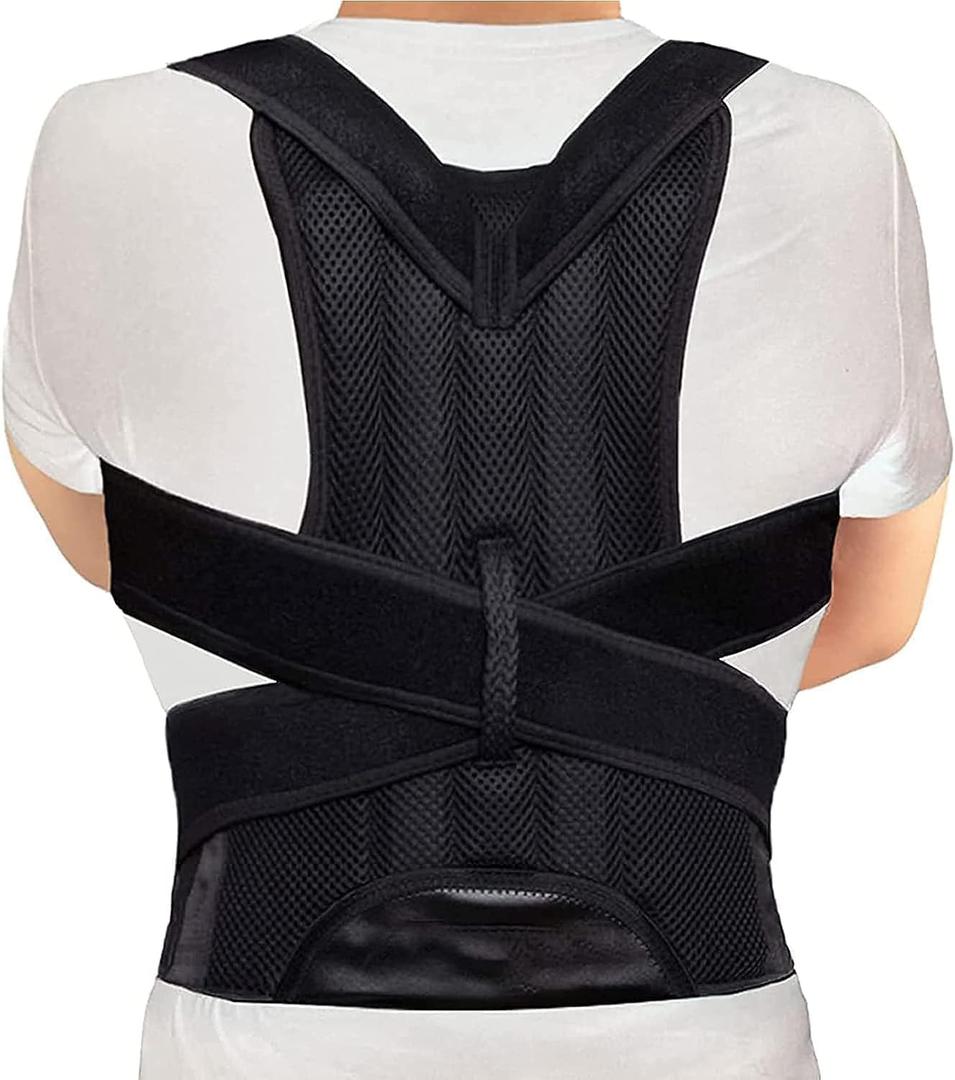 Posture Corrector for Women and Men, Adjustable Back Straightener Posture Corrector,Upper Lower Back Brace Support Belt for Men Women Body Neck Shoulder Trainer (XL, Black)