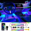 DUOFU365 Car Led Light Interior, RGB Dreamcolor Inside Light Music Sync, Under Dash Footwell Automotive Strip Light, 12V Acrylic Strip Light for Vehicle, Truck,Jeep, SUV with Car Charger(1set)