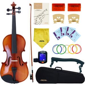 Crafteem Spruce and Maple Solid Wood Violin Outfit for Beginner Kids & Adults -Craft Your Perfect Sound and Begin Your Musical Journey with Confidence. (Glossy Antique, 1/2)