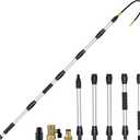 Buyplus 24FT Reach Telescoping Gutter Cleaning Tools -16FT Rain Gutter Cleaner Tools From Ground with 3/4" Brass Garden Hose Shut Off Valve, Bendable Flexible Water Wand for Garden Hose, Window