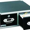 Vaultz Locking 4 x 6 Index Card Cabinet, Double Drawer, Black (VZ01395)