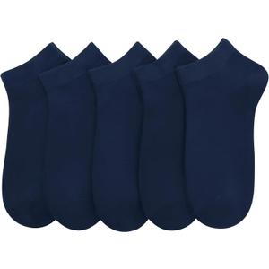 SERISIMPLE Women Viscose Bamboo Ankle Socks Low Cut Thin Sock Lightweight Pastal Color Soft Sock 5 Pairs (Large, Navy Blue)