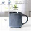 MONITO 16Oz Coffee Mugs Set of 6, Rustic Ceramic Coffee Cups Set with Large Handle, Vintage Striped Stoneware Coffee Mugs for Latte, Cocoa, Tea, Milk, Microwave & Dishwasher Safe, Deep Blue