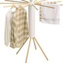 JOOM Four Legs Clothes Drying Rack, Garment Rack Portable and Foldable Space Saving Laundry Drying Rack - Drying Rack Floor Folding Balcony Bedroom Solid Invisible Household (Wooden-4 Legs)