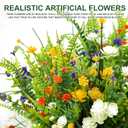 Turnmeon 20 Bundles Artificial Flowers for Outdoors, Summer Spring Grass Camellia Fake Flowers Fern Plants Eucalyptus UV Resistant No Fade Greenery for Garden Porch Indoor Cemetery Decor(Mix 6 Styles)
