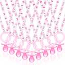 Coume 36 Pcs Baby Shower Pacifiers Necklace Acrylic Pacifiers Party Favors Charm Necklace for Baby Shower Party Decorations Gender Reveal Table Scatter(White, Pink)