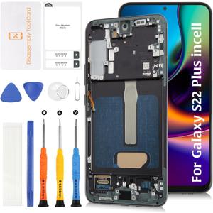 InCell S22 Plus LCD Display Screen Replacement (No Fingerprint Function) with Phantom Black Frame for Samsung Galaxy S22+ SM-S906U S906W S906B Replacement Touch Digitizer Assembly