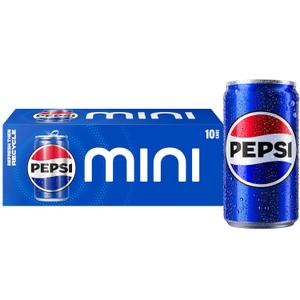 Pepsi Soda, 7.5 Ounce Mini Cans, (10 Pack) (Packaging May Vary) (EXP 03/08/27)
