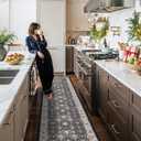 Hallway Washable Runner Rug - 2'6x14 Kitchen Rugs Entryway Rug Runner Vintage Soft Floor Mat Non Slip Indoor Farmhouse Carpet for Bathroom Living Room Bedroom (2'6''x14', Black)