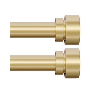 PORTRES Modern Gold Curtain Rods set of 2 for Windows 28 to 48 Inches Adjustable Length 1" Diameter Heavy Duty Curtain Rod with Farmhouse Decorative Finials for Outdoor Bedroom Kitchen Living Room