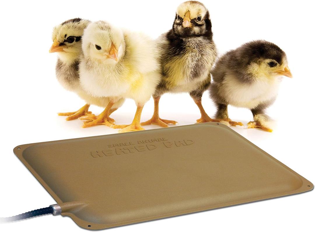 K&H Pet Products Thermo-Peep Heated Chicken Pad for Brooders and Chicken Coops, Warming Chick Nesting Pad Coop Accessory Mat, Heat Lamp Alternative, Safety Listed - Petite 9 X 12in Tan 20W