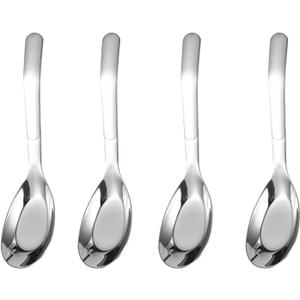 Ouliget Asian Soup Spoons Chinese Soup Spoons Stainless Steel Spoons, Thick Heavy Stainless Steel Soup Spoons Table Spoons Dinner Spoons Flat Square Spoon,Set of 4