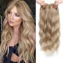 PANEWAY Hair Toppers For Women 20inch Long Wavy Curly Hair Topper Honey Blonde With Highlights Clip In Synthetic Wiglets Hair Pieces For Women