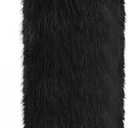 Womens 3.3-inch Kitten Heel Knee High Fur Boots Furry Fuzzy Fluffy Pointed Toe Boots for Women Tall Wide Calf Fall Winter Snow Fold Over Boot with Side Zipper (9, Black)