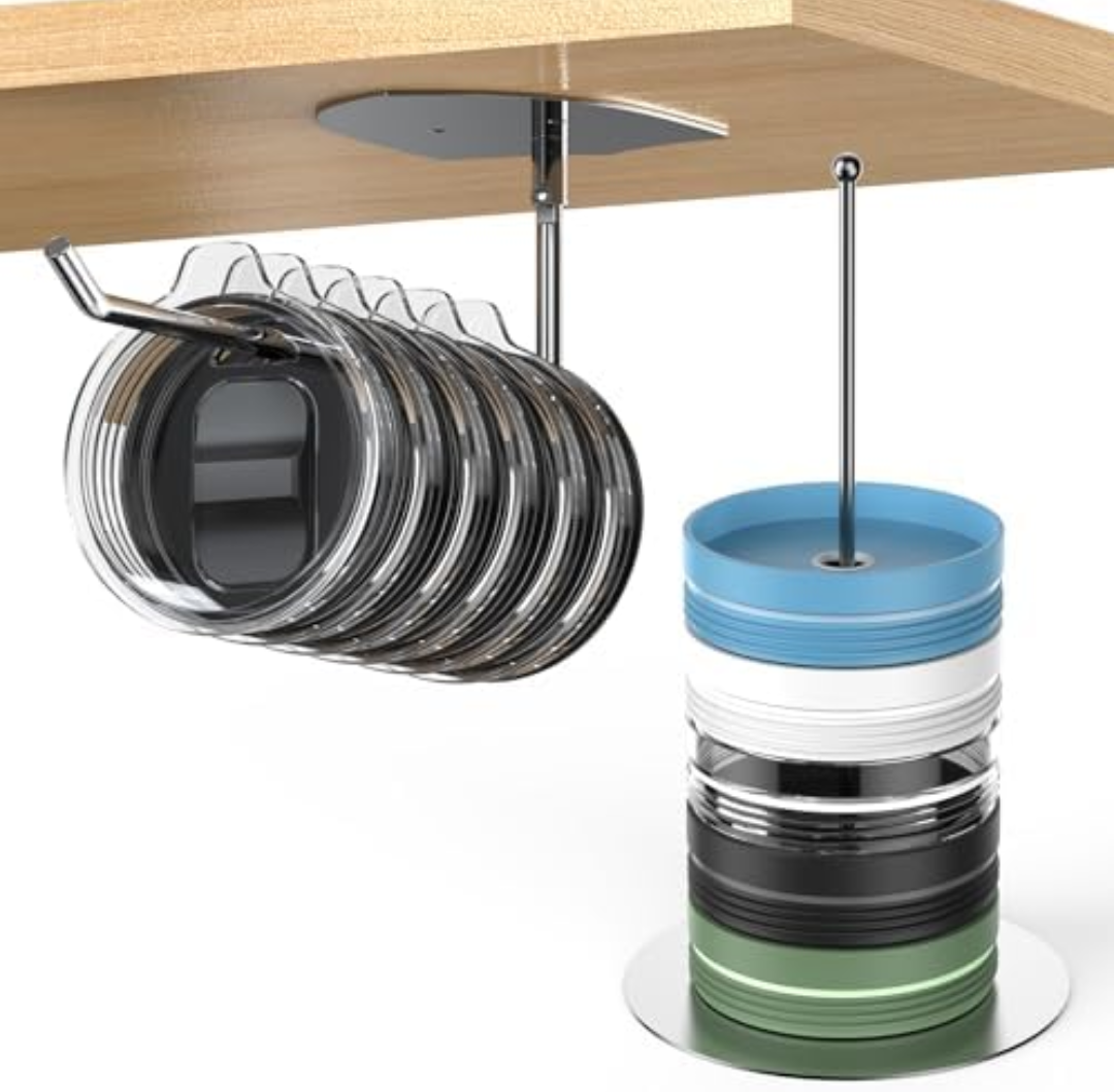 Pack of 2 Tumbler Lid Organizer, 2 Packs Cup Tumbler Lid Organizer for kitchen Cabinet,Water Bottle Lid Storage Holder for Yeti /Stanley Tumbler Cup Accessories,Cup and Lid Holder Storage for Up to 20 Lids