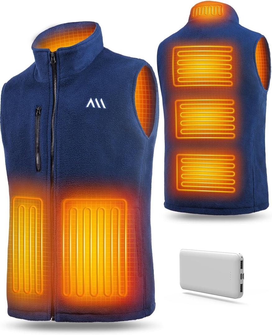 Heated Vest with Battery Pack, Warming Fleece Electric Vest for Men, Men's Heated Vests Rechargeable (Large, Blue)