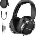 W70 Wired Headphones for iPhone 17 16 15, Samsung S25 S24 S23, 3.5mm Jack & USB C Adapter for iPad, Laptop, PC, 4.9ft Long Wire, Volume Control, Mic & Hard Case for Travel, Office, Black