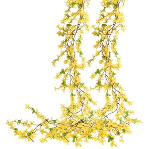 4pcs 23.6ft Forsythia Garland Artificial Flower Garlands Spring Garland for Mantle Fake Hanging Flower Vines Home Wall Home Party Wedding Indoor Outdoor Bedroom Wedding Decoration