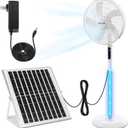 Blosssound Solar Rechargeable Floor Standing Fan with Solar Panel, 16'' Battery Powered, 10000mah Battery, Two Charging Methods, 6 Speeds, Oscillating Pedestal Fan for Home Warehouse(White)