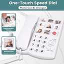 Corded Landline Phones for Seniors - Memory Phone for Dementia/Alzheimers, 9 Big Picture Buttons & One-Click Dialing - Hands-Free Calling, 110dB Loud Ringer - for Visual Hearing & Memory Impairments