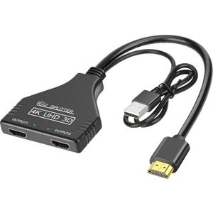 4K HDMI Splitter 1 in 2 Out Cable, SAISN USB Powered HDMI Splitter for Dual Monitors Only Duplicate/Mirror Male to 2 Female Double HDMI Adapter Support 3D 1080P