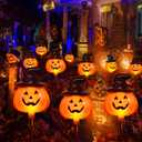 Halloween Solar Pumpkin Lights Outdoor, Halloween Decorations Outdoor Solar Lights, 5 Pack Warm White Solar Pathway Lights for Festivel Decorations