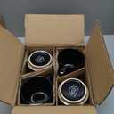 GBhome 12OZ Stackable Coffee Mugs, Ceramic Coffee Mugs with Texture Patterns for Man, Woman, Dad, Mom, Modern Coffee Mugs Set of 4 for Latte/Cappuccino/Cocoa. Dishwasher & Microwave Safe, Black