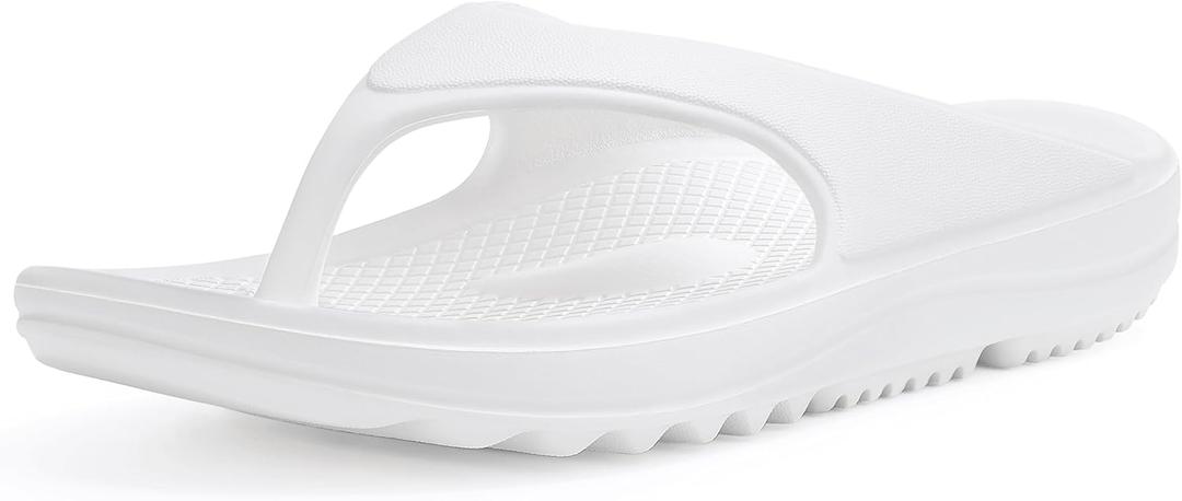 shevalues Orthopedic Sandals for Women Arch Support Recovery Flip Flops Pillow Soft Summer Beach Shoes (11.5-12 Women/10-10.5 Men, White)