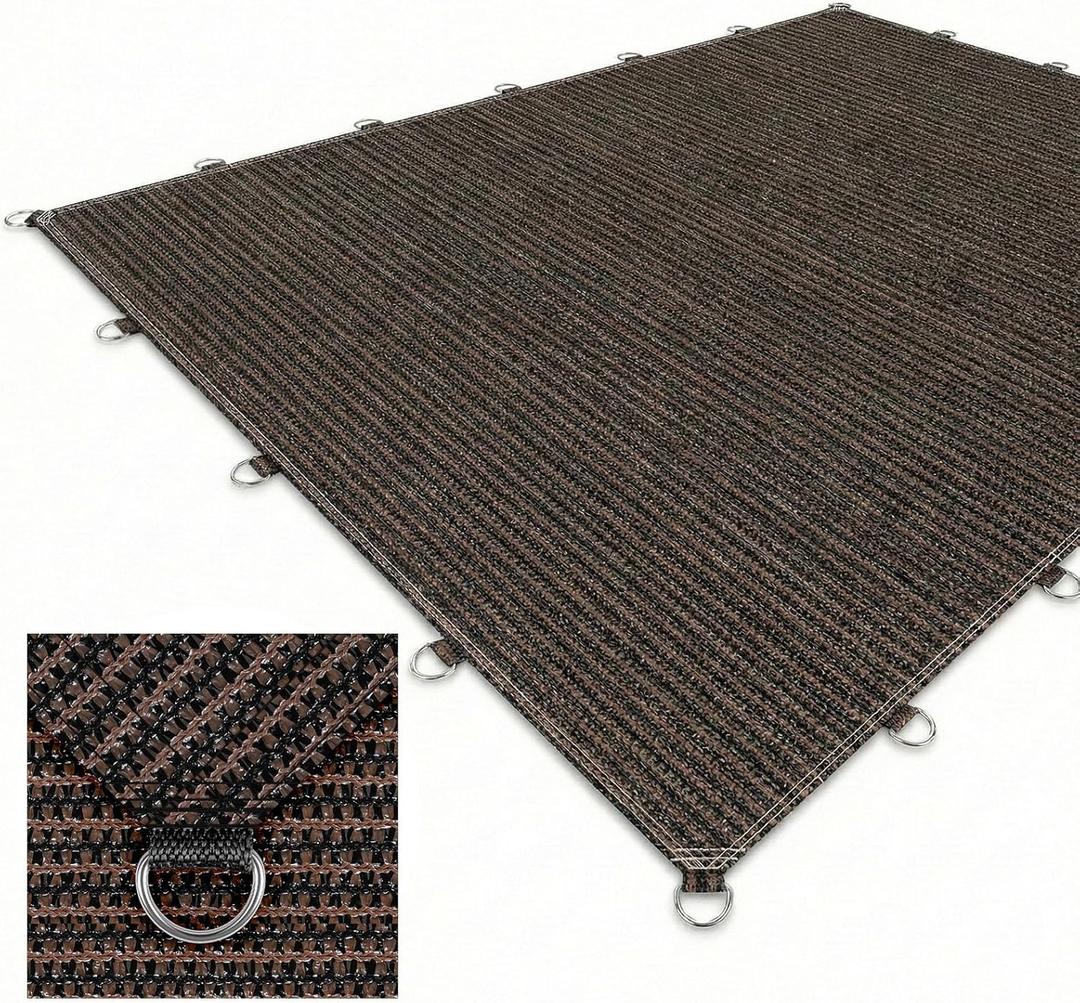 8X10 FT 90% Sun Shade Cloth, Sunblock Shade Fabric with D-Rings, Sunshade Cover for Patio Pergola Deck, UV Protected Breathable Netting with Zipties & Ropes, Mocha