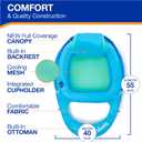 SwimWays Spring Float Premium Recliner with Canopy Pool Lounger, Inflatable Pool Floats Adult with Fast Inflation for Ages 15 & Up, Sky Blue