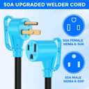 50Amp 25FT Welder Extension Cord 10 AWG, 250V NEMA 6-50P to 6-50R Heavy Duty Power Extension Cord for Welder Plasma MIG TIG Cutter