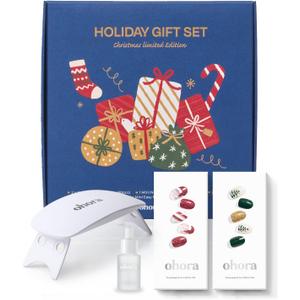 ohora Semi Cured Gel Nail Strips ([2025 Christmas Set] N Santa Cane & N Christmas Magic) - Works with Any Lamps, Salon-Quality, Long Lasting, Easy to Apply & Remove