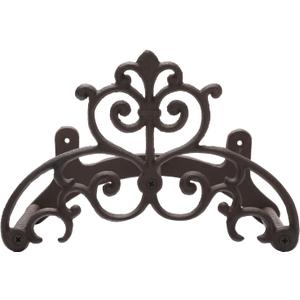 MyGift Brown Heavy Duty Cast Iron Outdoor Garden Hose Hanger Wall Mounted Water Hose Holder Reel with Vintage Scrollwork Design