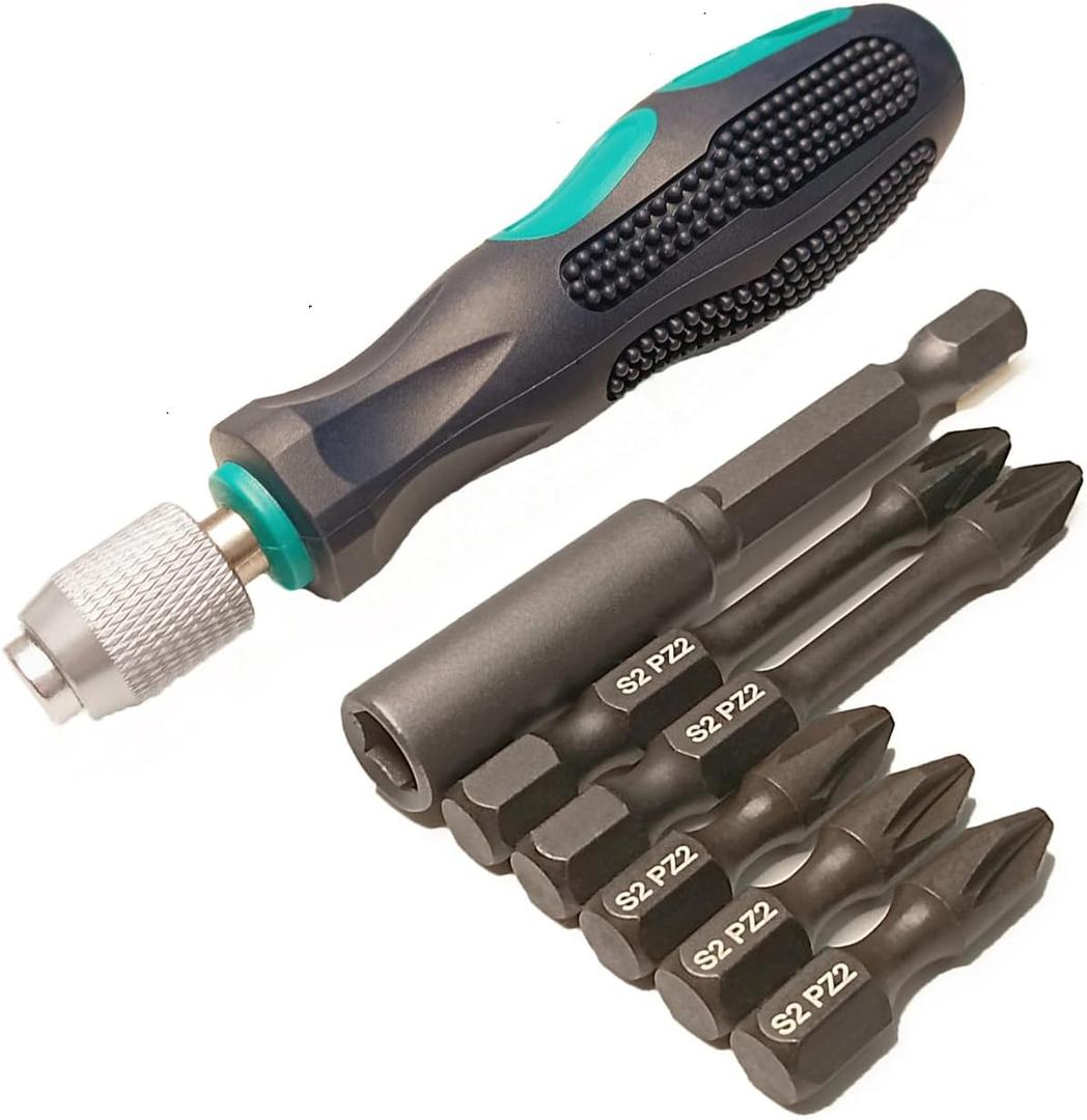 Pozidriv Screwdriver Set, PZ2 BitsDrill Bit Extension and Quick Release Bit Driver Handle for DIY or Repair