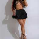 Women's Mini Pleated Skirts Sexy Club Y2k High Wiast Stretchy Tennis Skater A-line Skirt (Black, S)