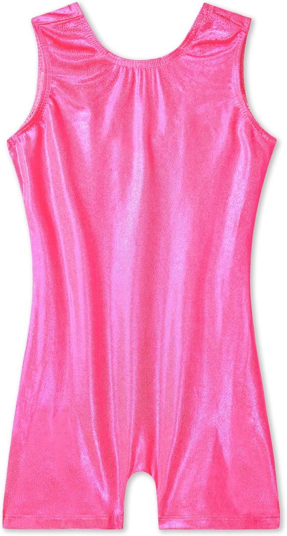 Nymphperi Girls Gymnastics Leotards Toddler Sleeveless Tank Biketards Tumbling Dance Unitards for Kids Class Training (1-2T, Shiny Rose)