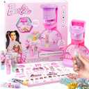 Horizon Group USA Barbie Sweet Shop Lip Gloss Making Kit, Makes 12 Barbie Accessories, Barbie Lip Glosses & Keychains, Arts and Crafts kit for Kids Ages 6+, Gifts for 6 Year Old Girl, Multi