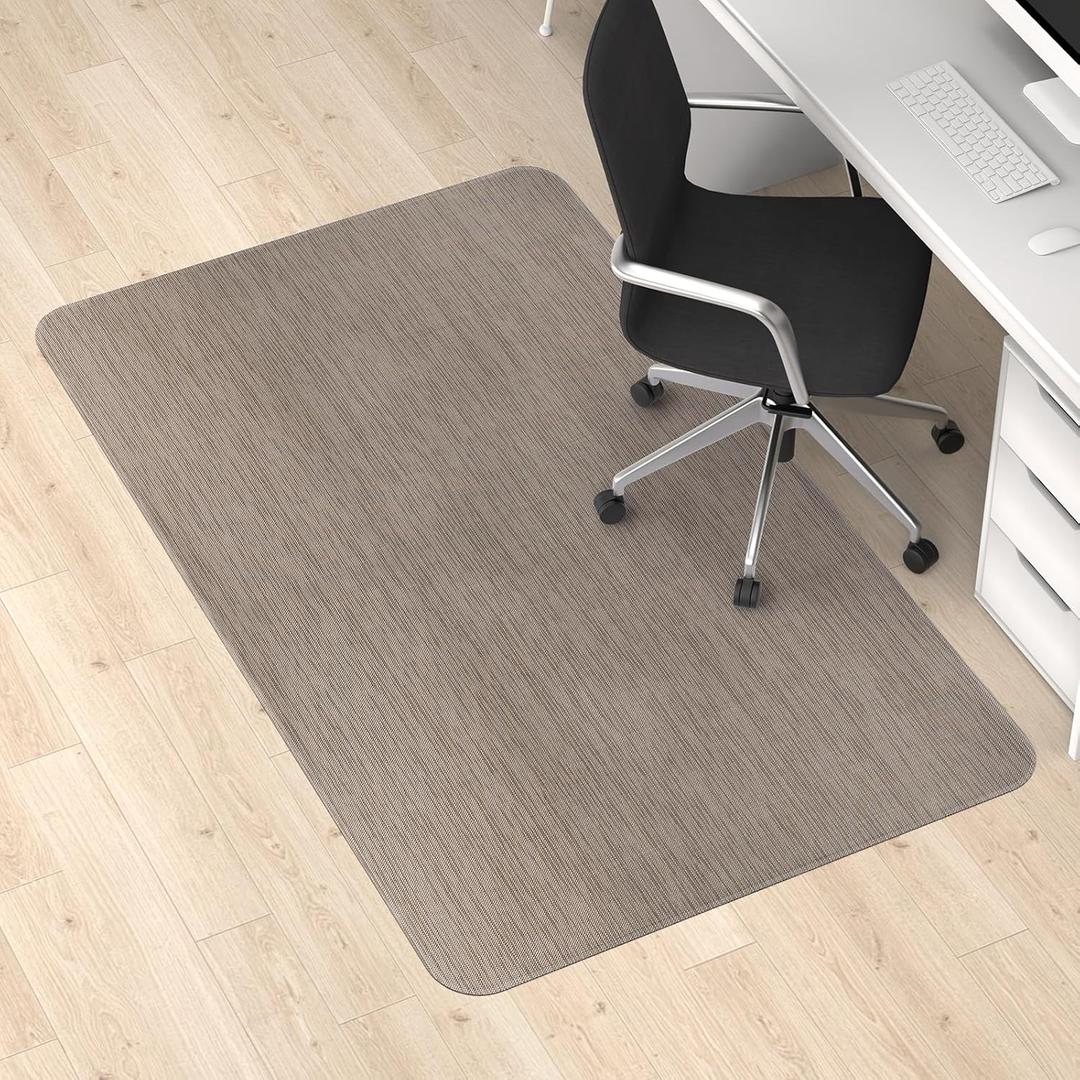 Blvornl Office Chair Mat for Hardwood Floor, 50" x 63" Desk Chair Mat for Hard Wood and Tile Floor, Large Anti-Slip Hard Floor Protector Rolling Chair Mat, PVC Mat Desk Rug for Office Home, Dark Brown